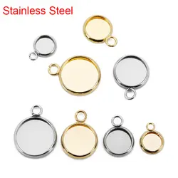 20pcs Stainless Steel Cabochon Cameo Settings 6mm 8mm 10mm 12mm Charms Pendants Base For Diy Jewelry Necklace Bracelets Making