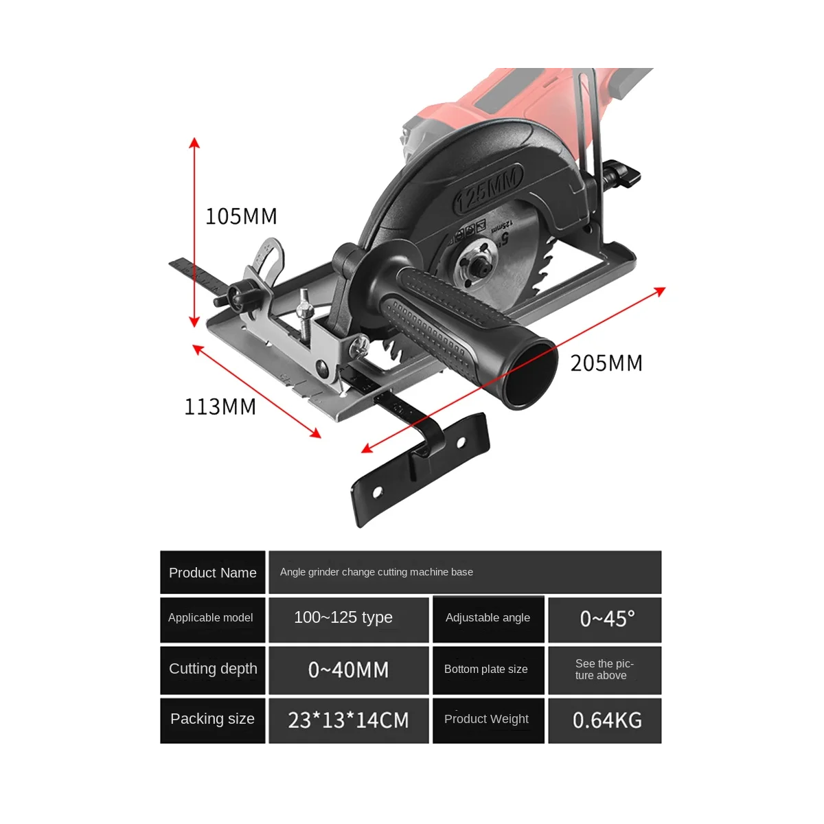 Hand Angle Grinder Converter to Cutter 40mm Depth Adjustable Grinder Bracket to Cutting Woodworking Table Tool