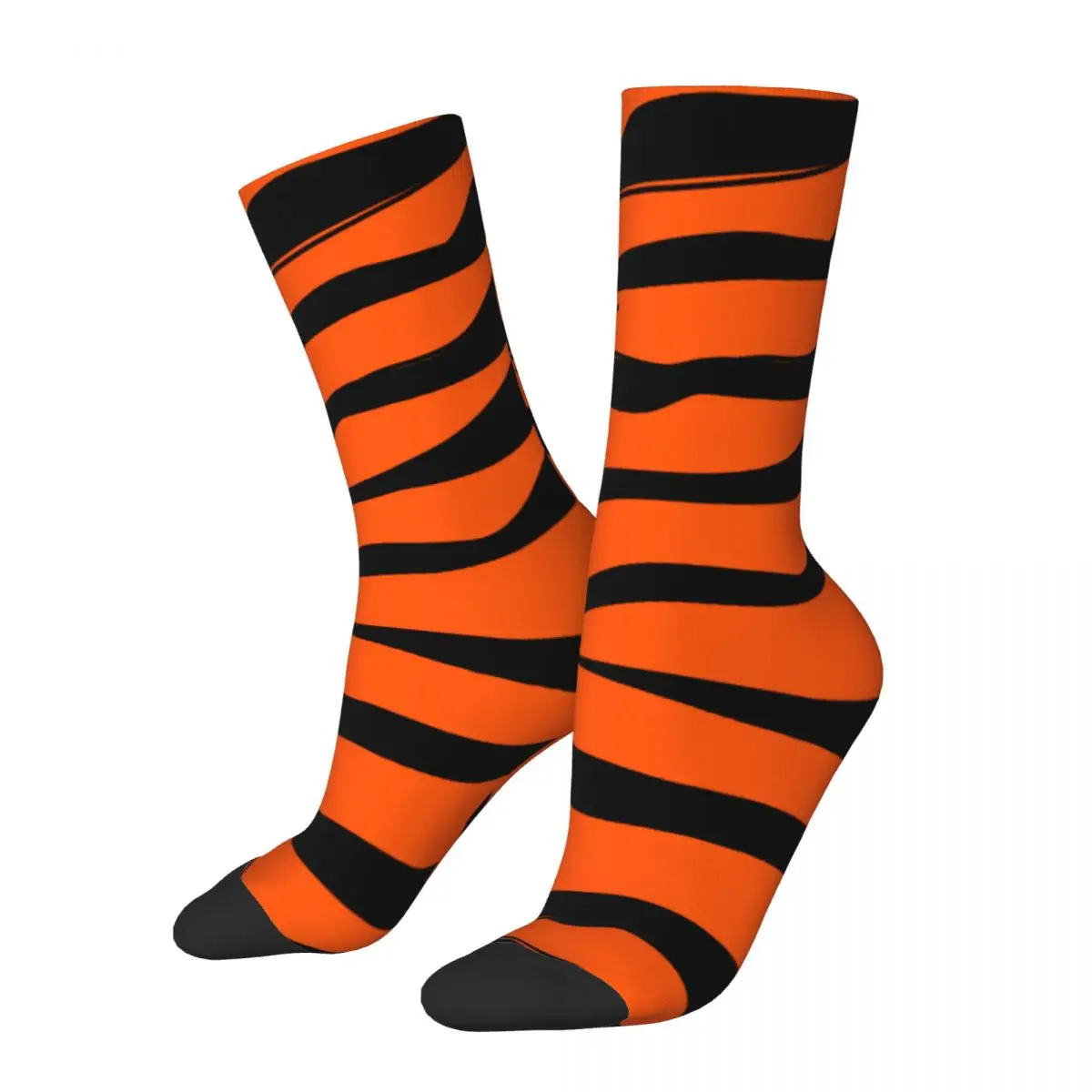 Winter Warm Fashion Women Men Wild Tiger Orange And Black Striped Pattern Socks Sweat Absorbing Crew Socks