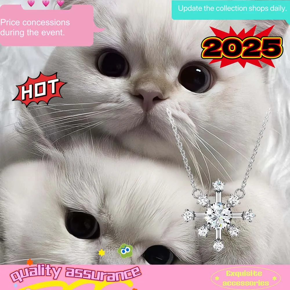 

Hot selling new white snowflake exquisite necklace, winter sweater fashion accessories, romantic cat accessories