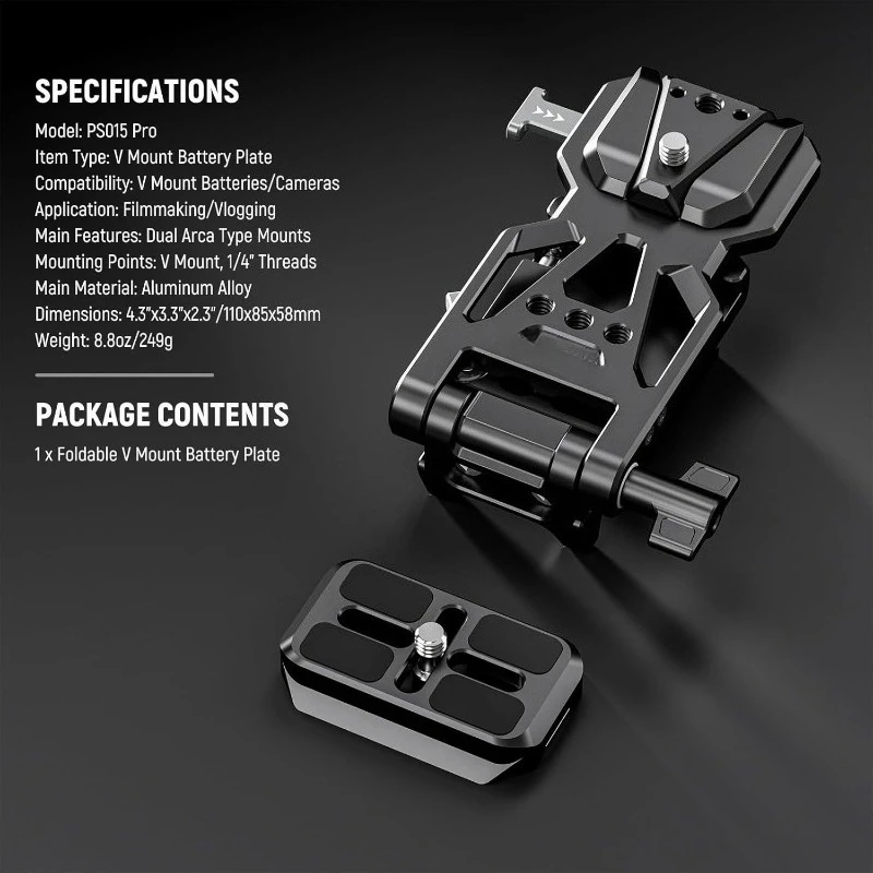 

V Mount Battery Plate Lightweight DSLR Camera Video Rig For SmallRig V Mount Battery Cage DJI RS4 RS3 Gimbal Foldable