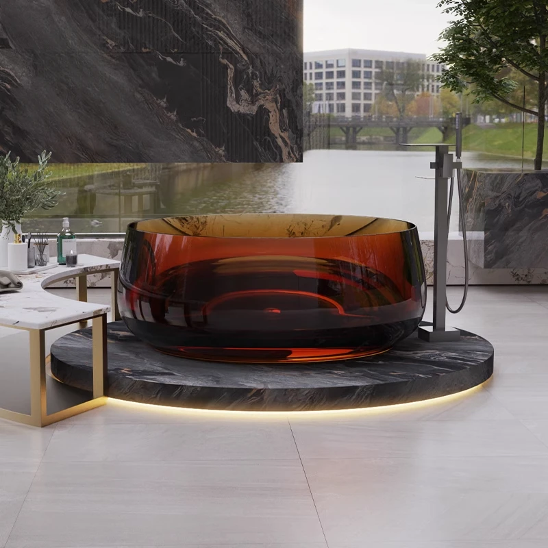 Transparent resin round crystal color bathtub independent hotel homestay home large round bathtub