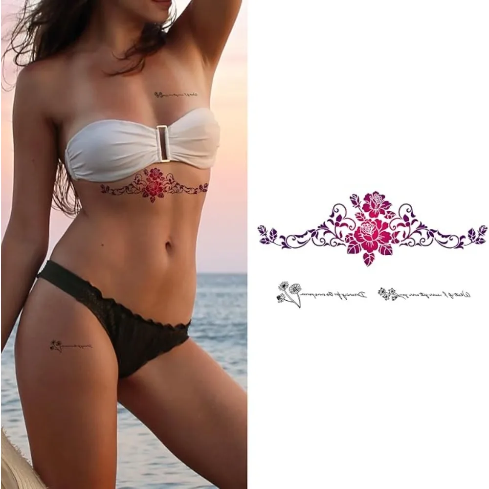 Tattoo Stickers Butterfly Flower Tattoos-6 Sheets Super Sexy Fake Tattoos Cosmetic Tattoo Stickers for Waterproof Fake Tattoos