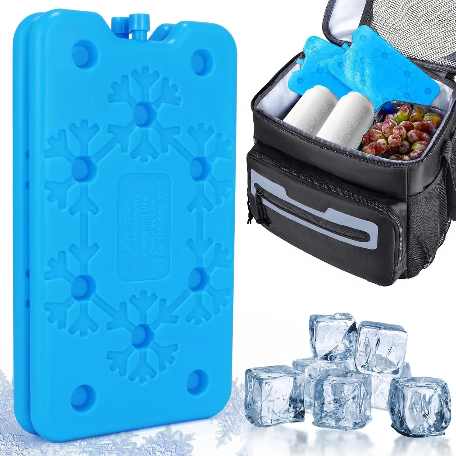 Auslaufsicheres, wiederverwendbares, tragbares Wasserkühlpack für langanhaltende Kühlung bei der Aufbewahrung frischer Lebensmittel, Kühlbox, Gefrierbox, Kühler.
