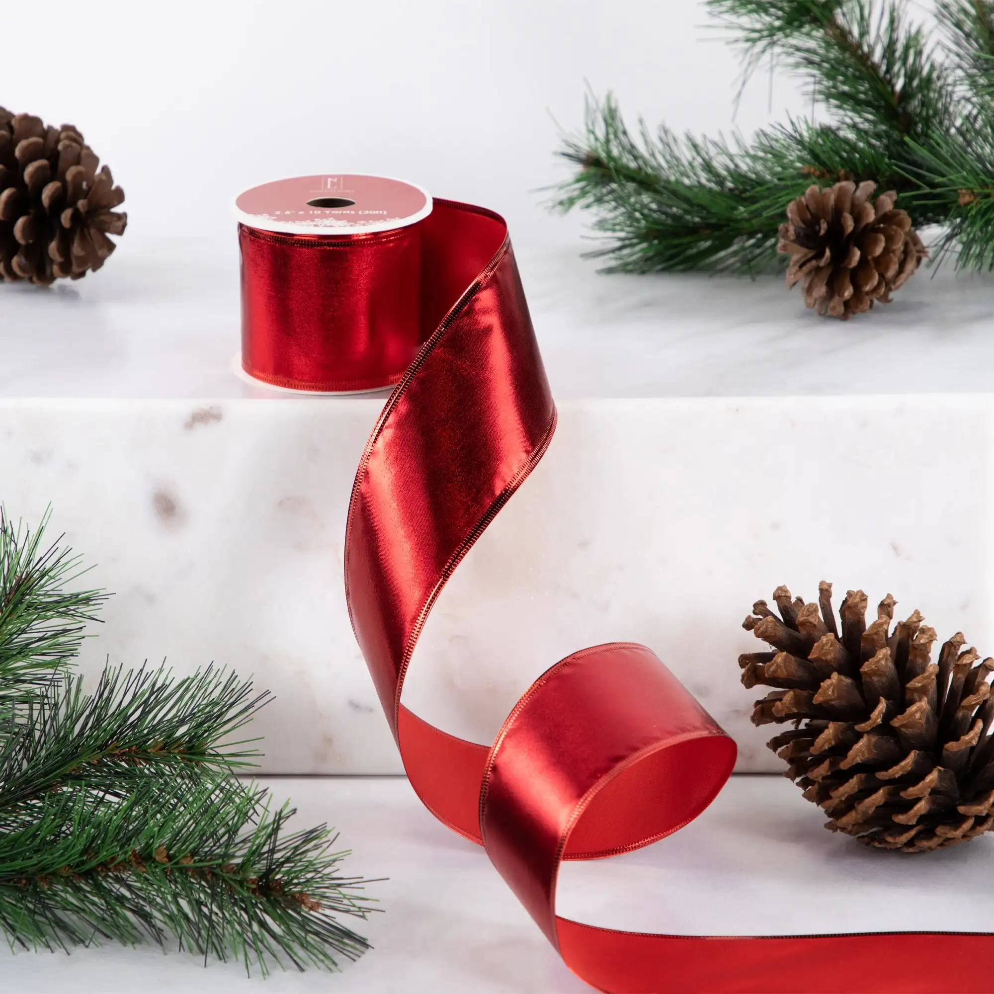 

Shimmering Red Wired Craft Christmas Ribbon 2.5 X 10 Yards