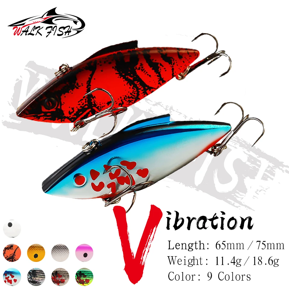WALK FISH 11,4 g 18,6 g sinkender VIB-Köder, Kunststoff-Simulation, fischförmiger harter Köder, verstärkter Angelhaken-Köder, vibrierender Shuttle-Fisch