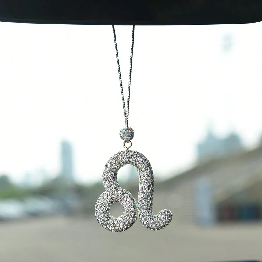

Zodiac Leo Rhinestone Car Mirror Pendant, Sparkling Crystal Decor for Auto Interior, Perfect Gift for Friends & Family