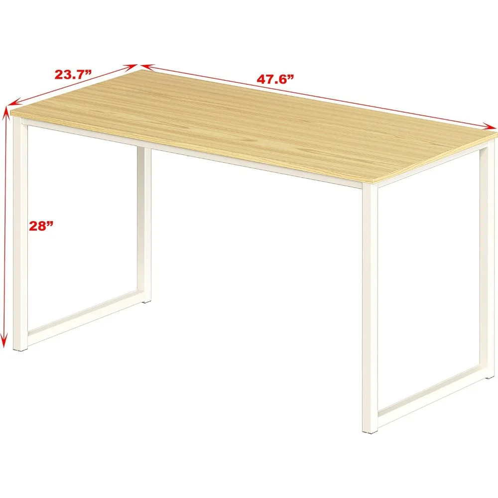 Домашний офисный 48-дюймовый компьютерный стол, Белый/дубовый