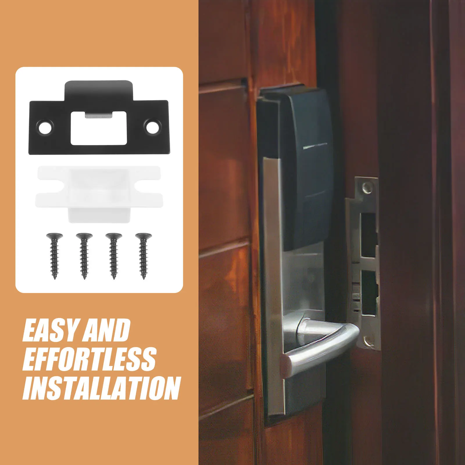 

1Set Metal Lock Tongue Buckle Plate T-Shaped Design Durable Reliable Room Wooden Door Accessory Easy Install Door Strike Plate