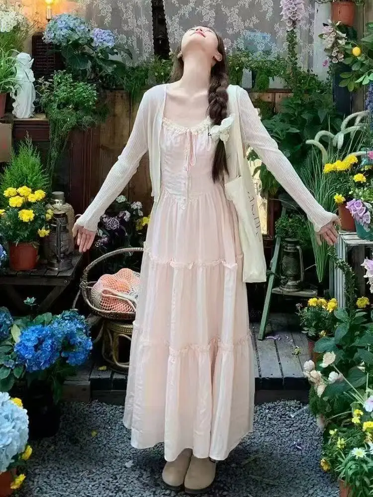 Vestidos sem mangas vestido feminino y2k 2000s outono veludo cottagecore literário em camadas aconchegante minimalista único suave jovem ol