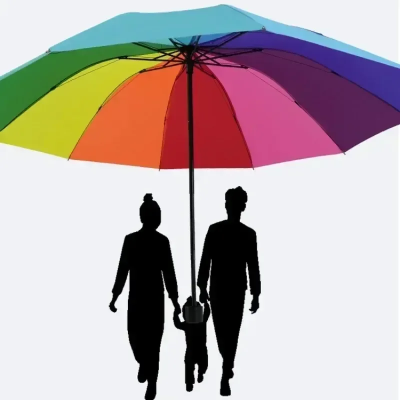 Folding Sunshade Double Breathable Rainbow Umbrella Rain Sunshine Can Be Used for Outdoor Camping Outings Hiking Picnic Queues