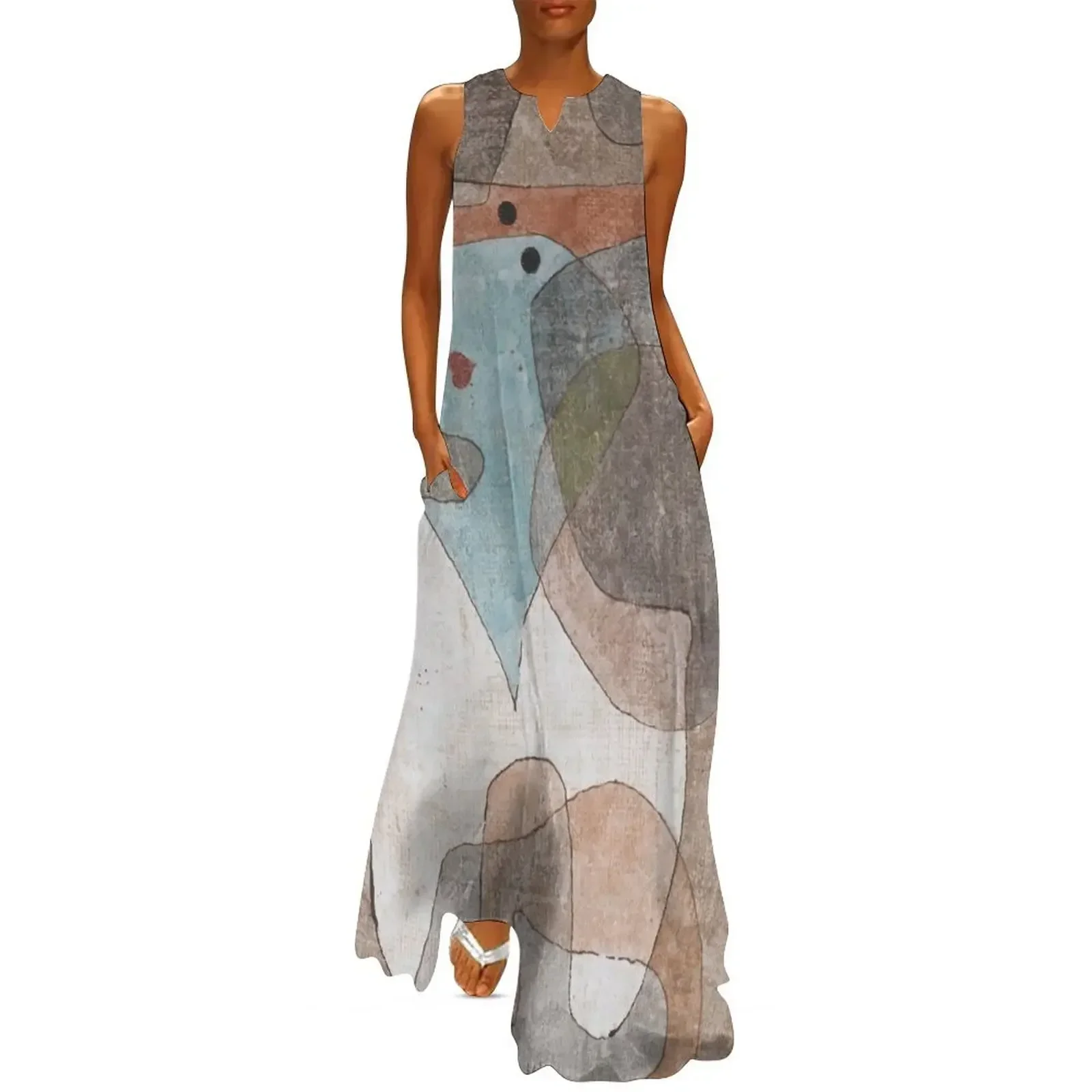 

Hat, Lady and Little , Paul Klee Long Dress summer women's suit Women's summer long dress loose summer dress