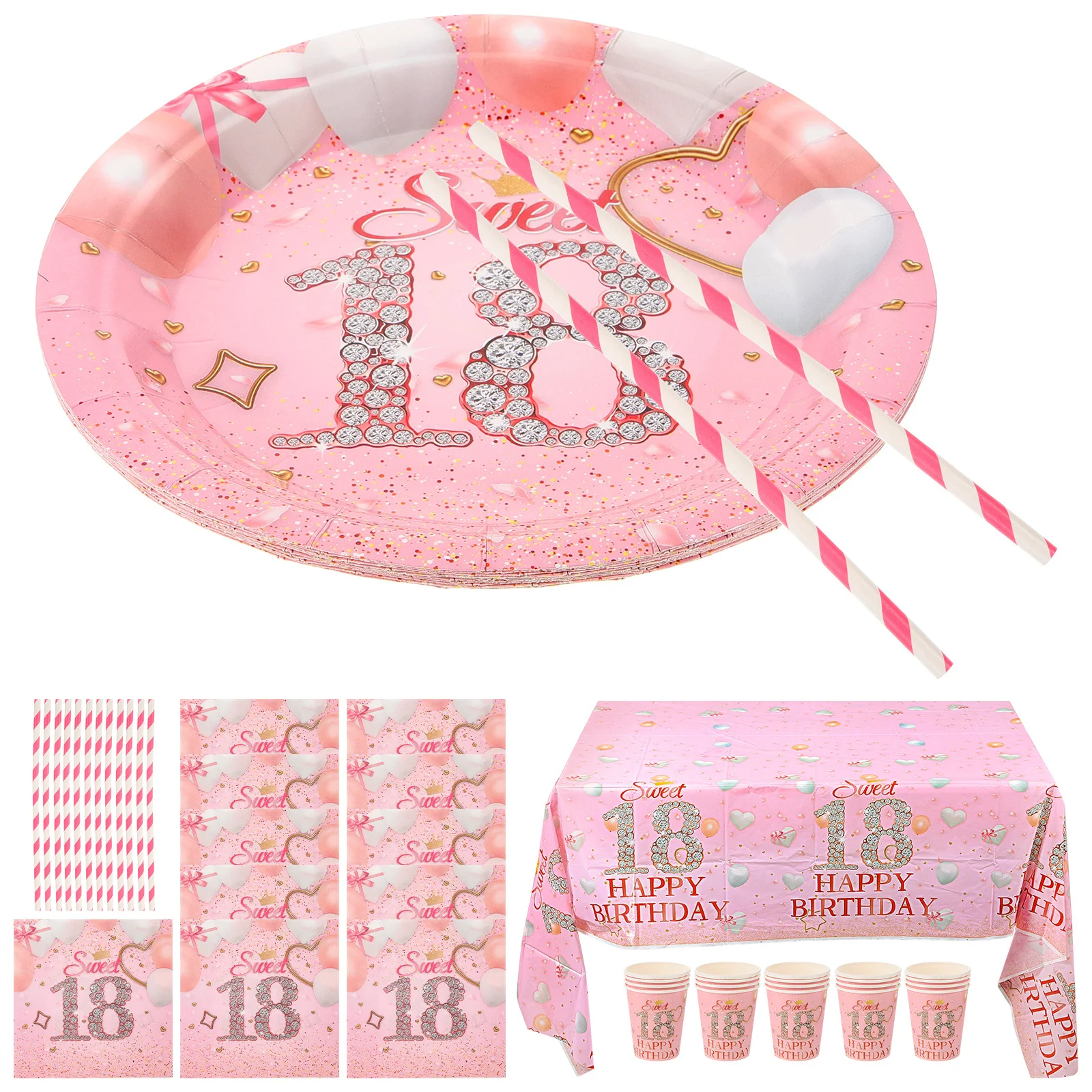 

Party Paper Cups Tableware Set Birthday Decorations Setting Props Cutlery Kit