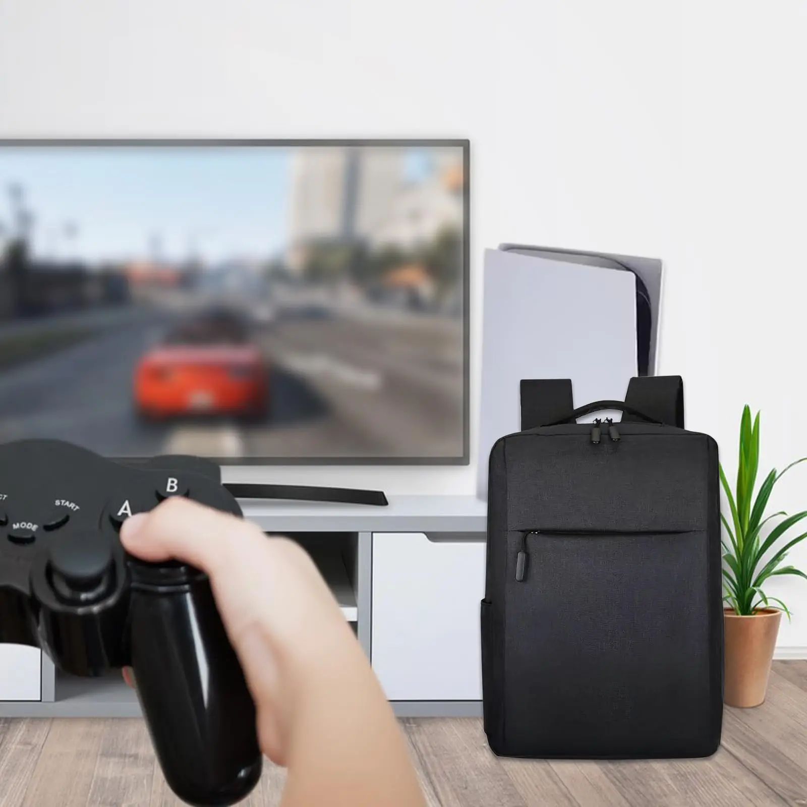 Mochila de viaje para juegos para PS5, bolsa de almacenamiento de Estuche de transporte protectora Compatible con consola PlayStation 5 para disco de juegos,Negro