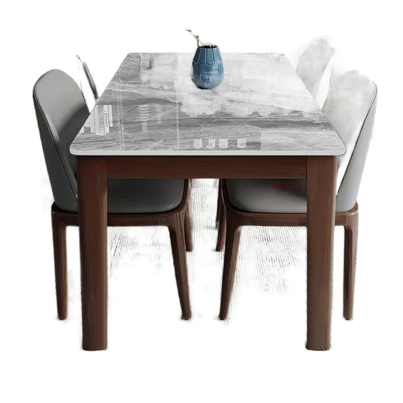 DSA rock slab dining table and chair combination simple household light luxury small apartment rectangular imitation solid wood