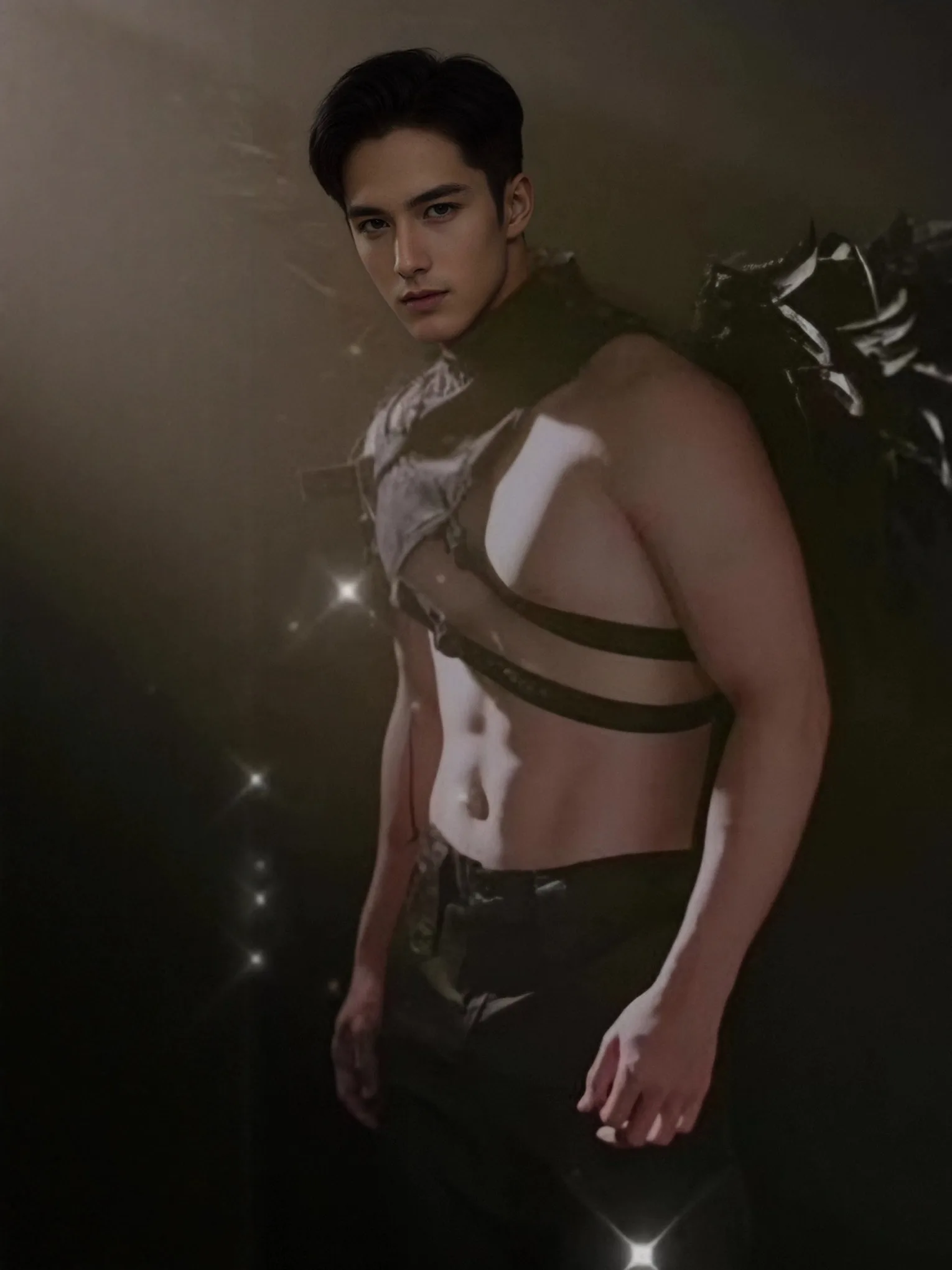 

Men's Punk PU Leather Single oulder Vest Armored Costume Bar Performance Sexy Outfit Spring Autumn Winter Faion Ci Sle