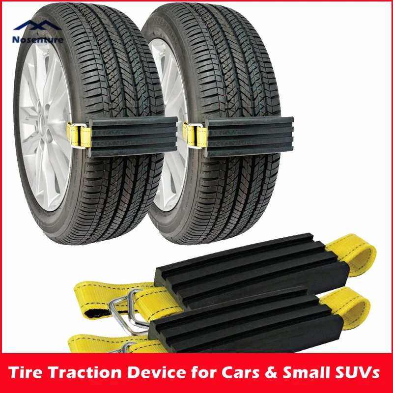 Tire Traction Device for Cars & Small SUVs Set of 2 Anti Skid Emergency Tire Straps Get Unstuck from Snow Mud Sand Traction Mat