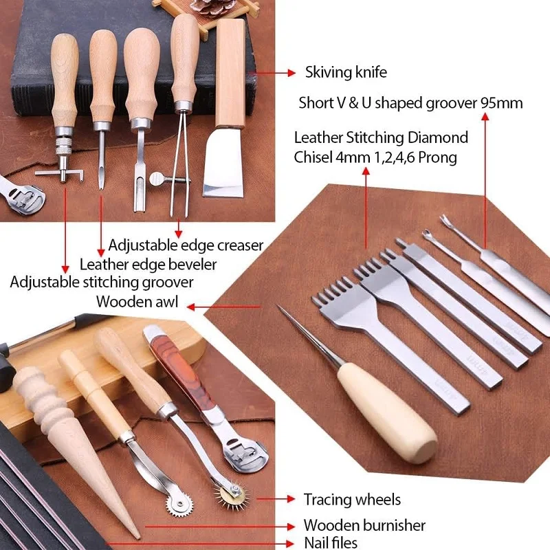 مجموعة أدوات من جلد BUDDUR مع مثقاب ثقب وسكين للنحت ، مجموعة إكسسوارات احترافية سهلة الاستخدام ، مصنوعة يدويًا #5