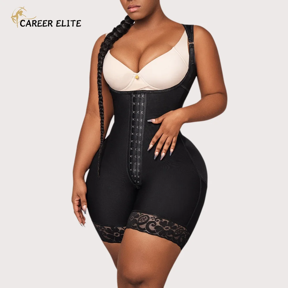 

Women Open-chest Body Shaper Compression Tummy Control Fajas Flat Belly Front Hook-Eye Shapewear for Daily or Postpartum Use