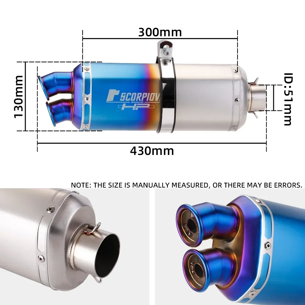 

S T 51mm Universal Dual Output High Performance Modified S9 CBR650 Motorcycle Exhaust Pipe Muffler