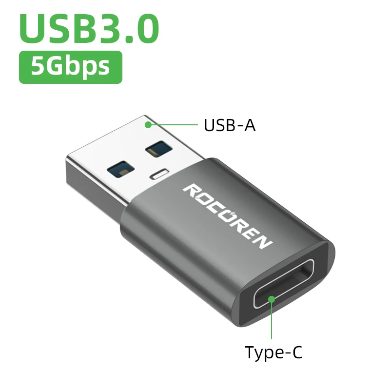 Rocoren USB Typ C OTG Adapter USB C Stecker auf USB 3.0 Buchse Kabel Konverter für MacBook Samsung S22 S20 Xiaomi 5 Gbit/s Typ-c OTG