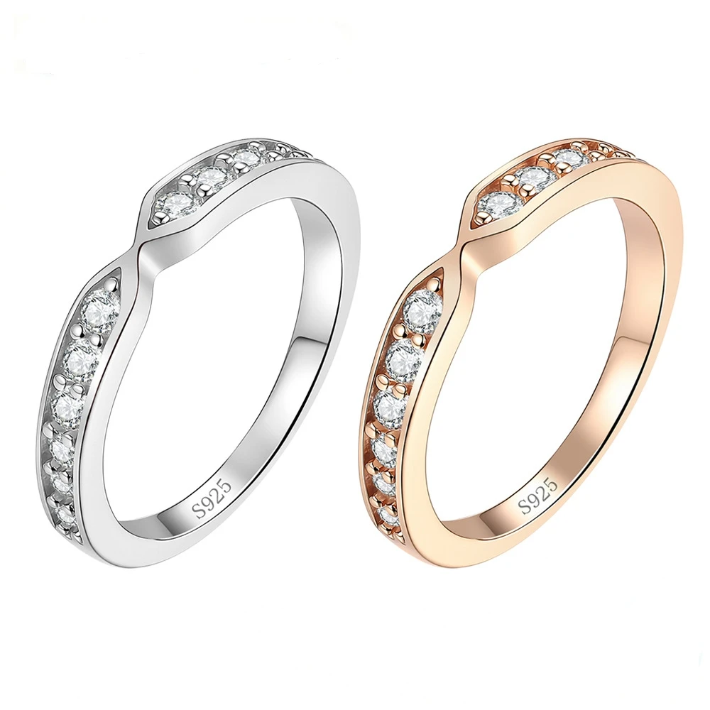 

D Color V-Shaped Moissanite Ring S925 Sterling Silver 18K Gold-Plated for Couple Anniversary Party High-End Jewelry Gift