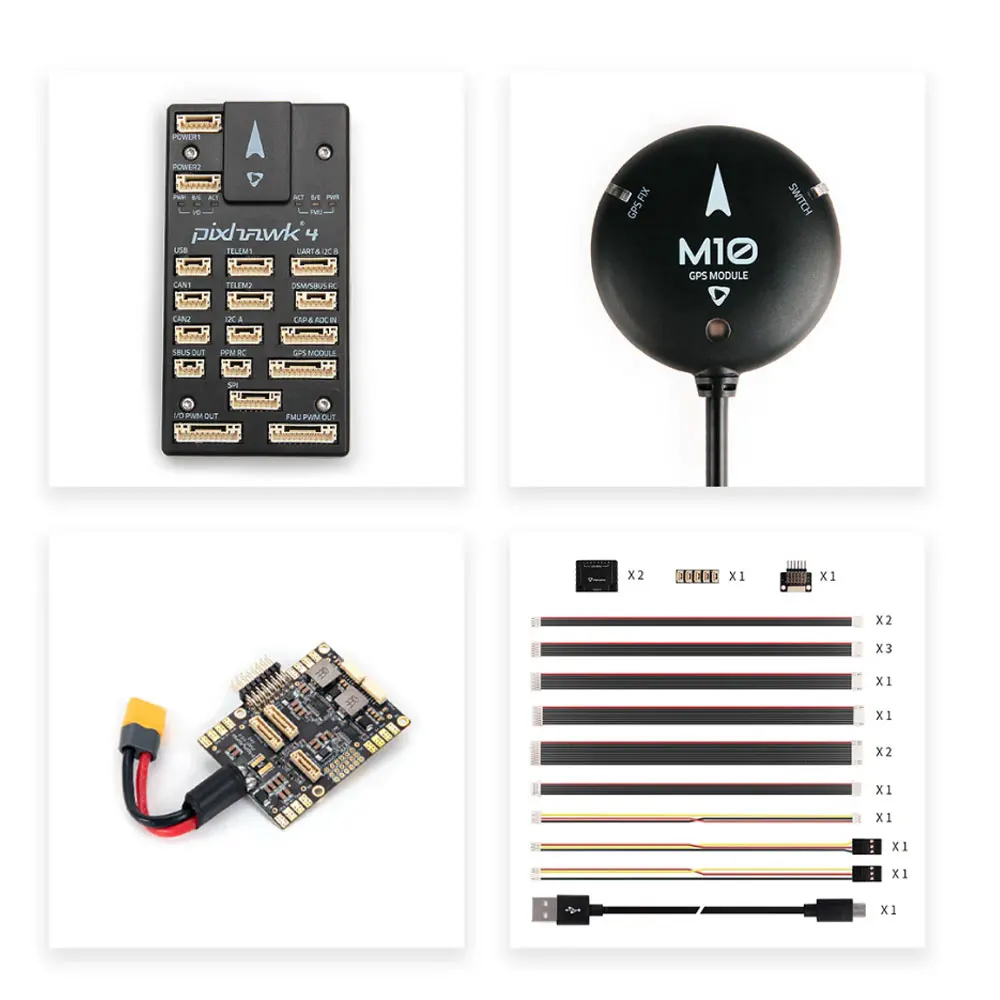 HolyBro Pixhawk 4 비행 컨트롤러(플라스틱 케이스/알루미늄 케이스) PM02/PM07 전원 모듈 M9N/M10 GPS 포함