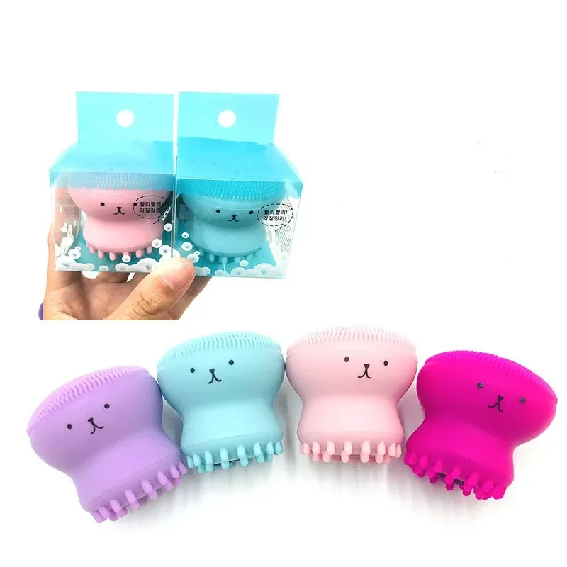 1PC Silicone Cute Small Octopus Face Cleaning Brush Deep Pore Exfoliating Wash Skin Care Face Scrub Cleanser Tools