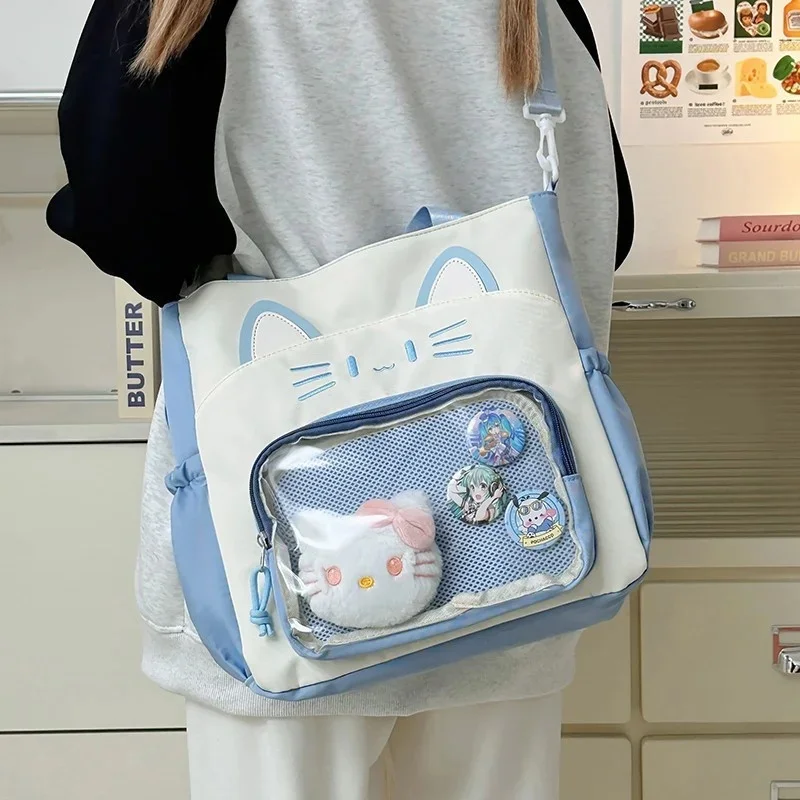 

Cat Y2K Tied Itabag Shoulder Cross Bag Body Double Shoulder Leisure Backpack JK Anime Animation Valley Large Appetite Itabag New