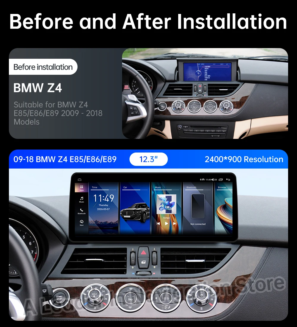 Android 16 Wireless Carplay Car Radio Multimedia Video Player for BMW Z4 E85 E86 E89 2009 - 2016 QLED Touch Screen GPS 4G WiFi