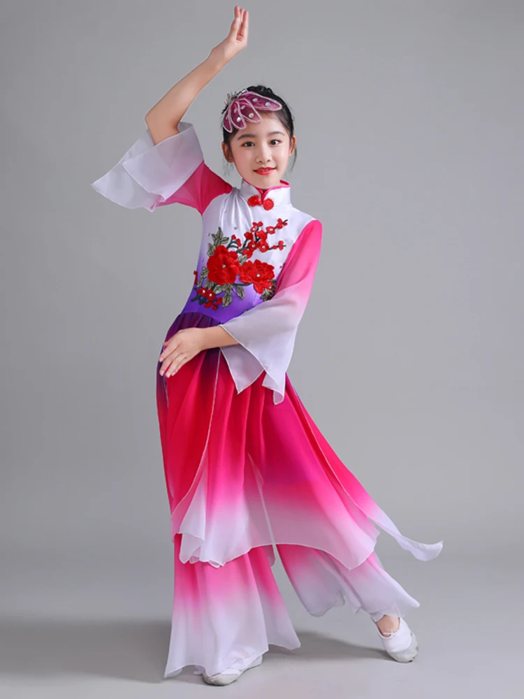 

Children Yangko Dance Clothing Classic Modern Dancing Outfits Chinese Folk Costume Fan Dance Girls Stage Performance Dress