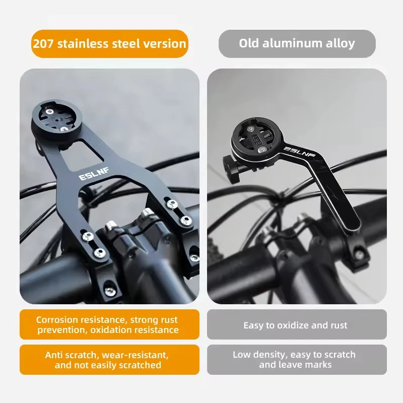 Penyangga Komputer Sepeda Stainless Steel ESLNF, Universal untuk Sepeda Gunung dan Sepeda Jalan, Aksesoris Sepeda