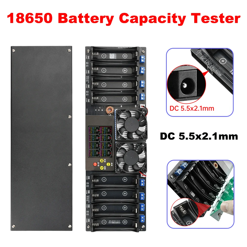 

DC 12-19V 8 channel 18650 Battery Capacity Tester Moduel Temperature Detect LCD Automatic Charging Discharging Tester