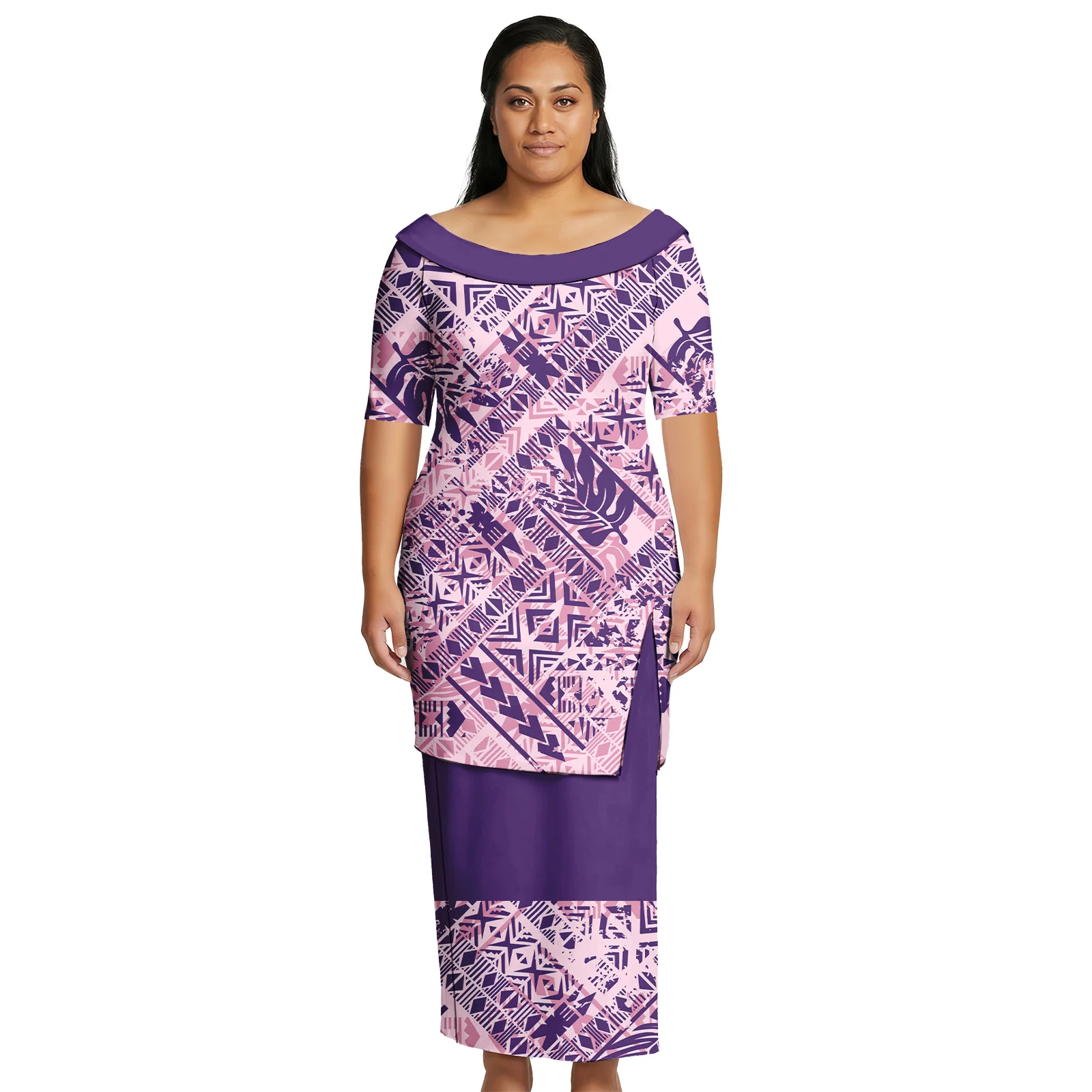 

Customized On Demand Elegant Clothes for Women Polynesian Plus Size Ladies Skirt Hawaiian Wear Puletasi 2 Piece Set Dress Samoan