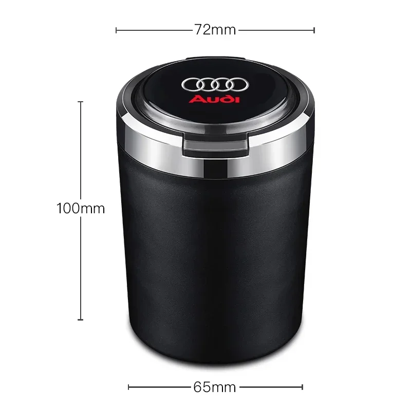 For Audi Sline A1 A3 B8 8P 8V A4 A5 A6 C6 A7 Q2 Q3 Q5 Q7 TT Car Ashtray Portable Multi-function Lid Ashtray LED light auto parts