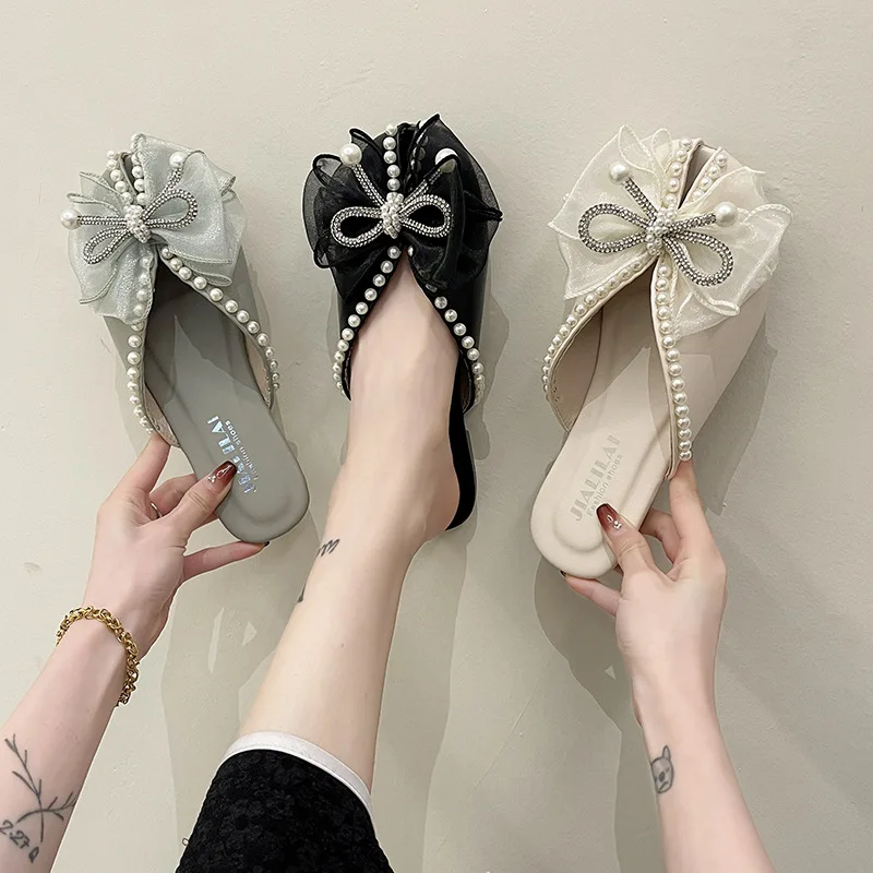 Butterfly-Knot Low Fabric PU Basic Butterfly-knot Rubber Hoof Heels Cotton Low Butterfly-Knot Cotton Fabric PU Butterfly-knot Ba