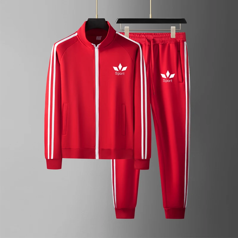 Men's Minimalist Geometric Icon Print Gym Suit Zip Up Jacket And Trousers 2 Piece Set Spring Autumn Outdoor Running Sportswear view 4