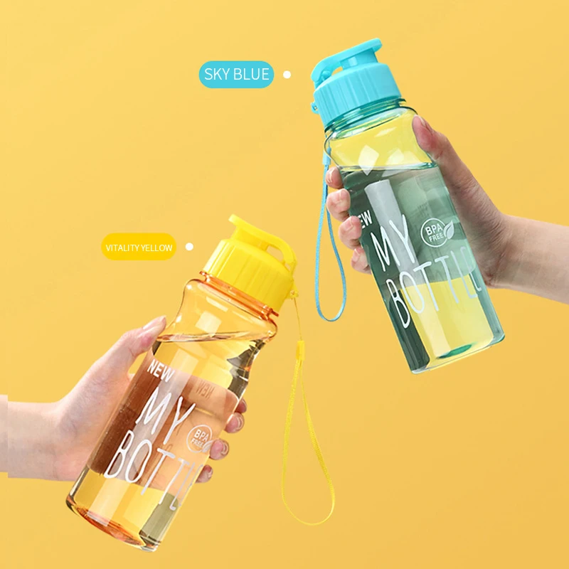 Transparent Water Bottle Portable Sport Cup for Drinking Kitchen Tools 550ML Water Bottle For School Gym Travel Girl Boy