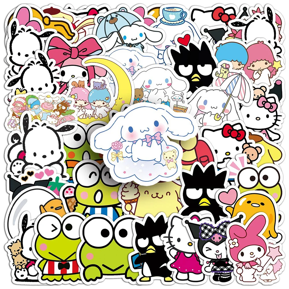 10/30/50pcs Sanrio Cartoon Stickers Kawaii Kuromi Cinnamoroll Melody Anime Decals Suitcase Notebook Guitar DIY Cute Sticker Gift