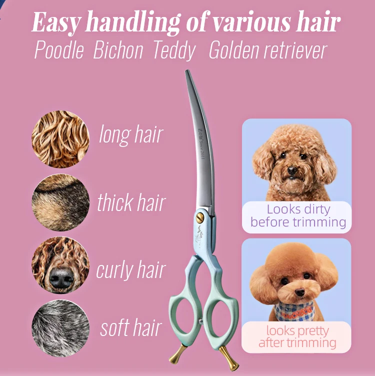Fenice professional jp vg10 rechte und linke Hand 6,5 Zoll gebogen 35 ° Pflege schere Haustiers chere für Hunde selbst schleifende Schere – Detail 7