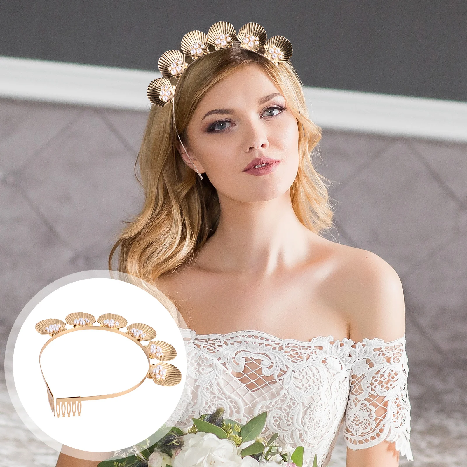 

1 шт., повязка для волос в форме ракушки, жемчужный головной убор для женщин, декоративный аксессуар для отдыха, жемчужный обруч для волос, свадебная вечеринка, праздничная одежда