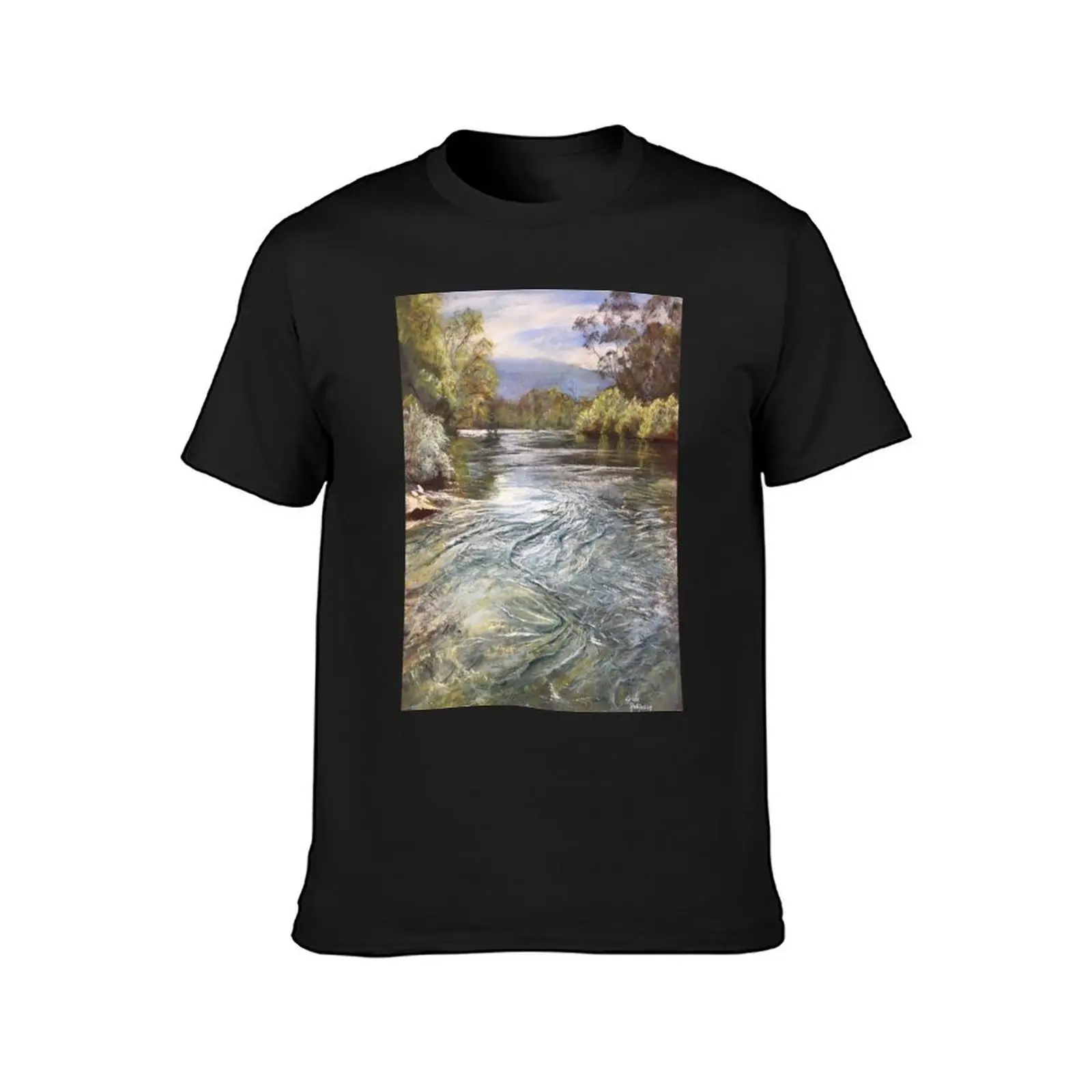 Kiewa River' T-Shirt funnys tops korean fashion Men's cotton t-shirt