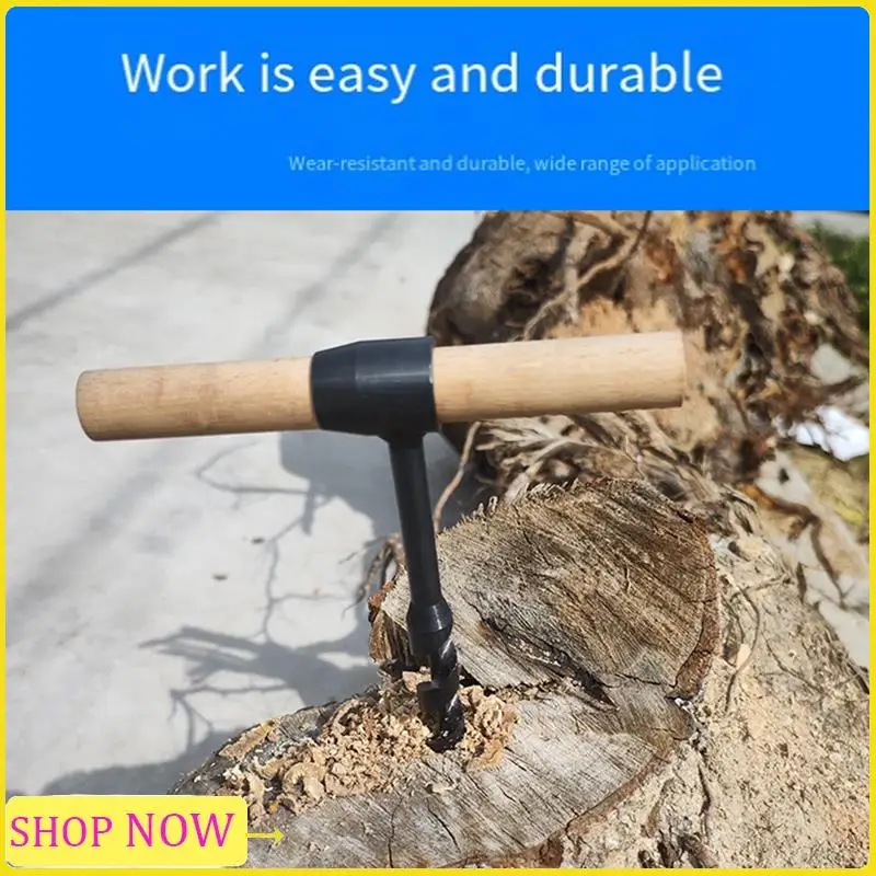 Especial 25Mm Manual Survival Drill Bit Woodworking Hole Saw Bit With Wooden Stick Hand Auger, Hand Wood Auger Drill Bit