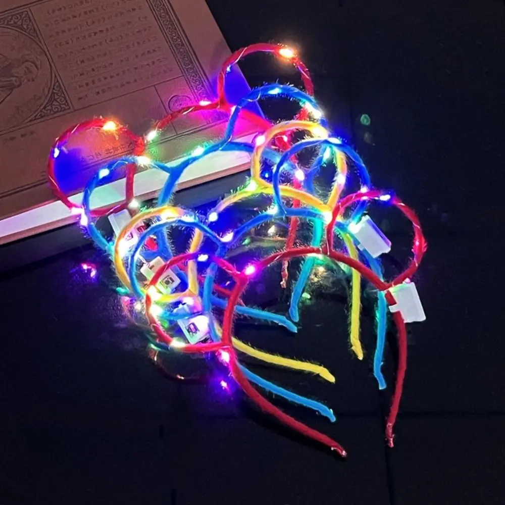 Luminous Hair Hoop LED Rabbit Ears Headband Concert Support Decoration Light Flashing Glowing Cat Ears Hair Band Crown