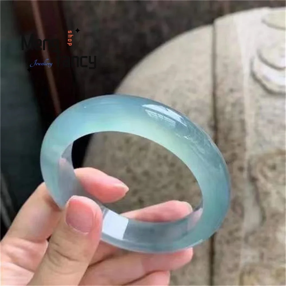 

Natural Ice Quartzite Jade Bangle Blue Water Emerald Colour Real Sky Blue Aquamarine Exquisite Fashion Fine Jewelry Holiday Gift