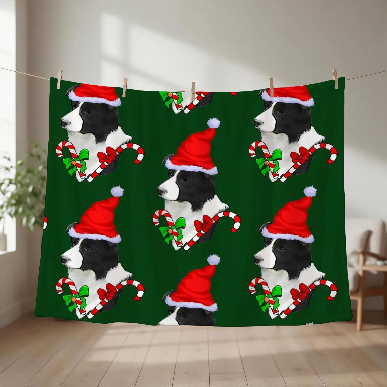 Border Collie Christmas Gifts Throw Blanket Furry Hairys Beach Plaid Blankets