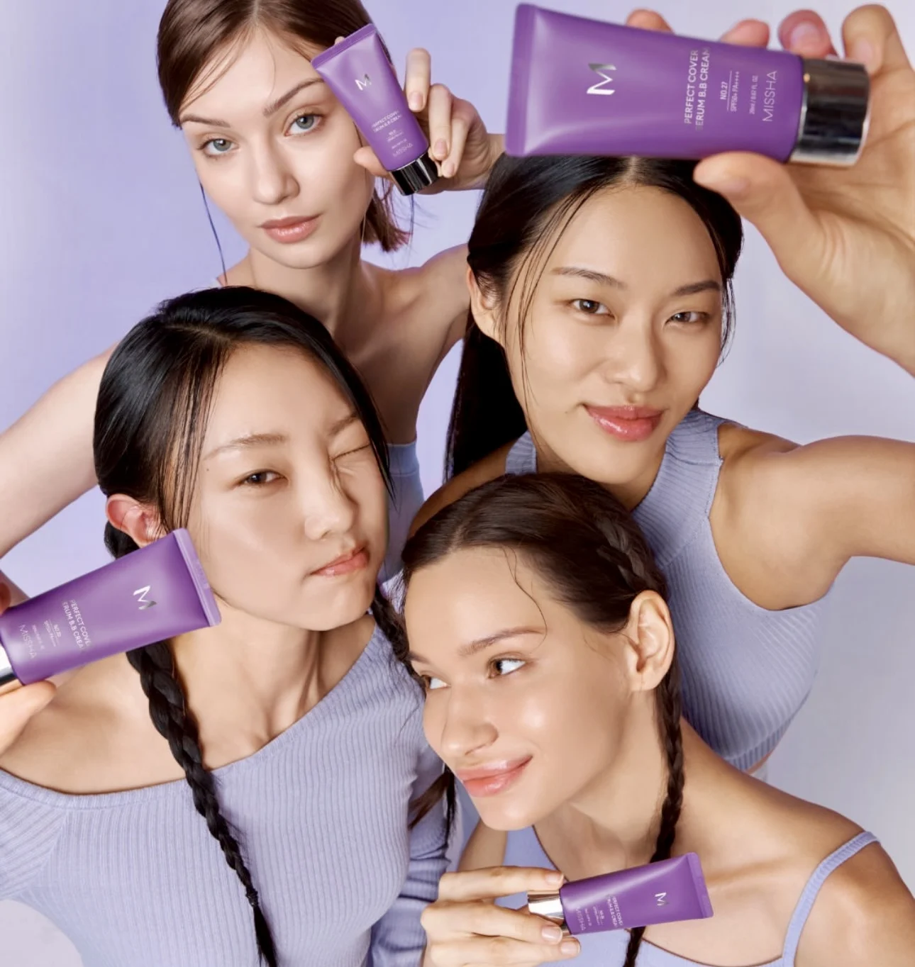 Base de Maquillaje Líquida Hidratante de Larga Duración 35ml Morado MISSHA Natural Beige Corrector de Alta Cobertura Serum BB Cream