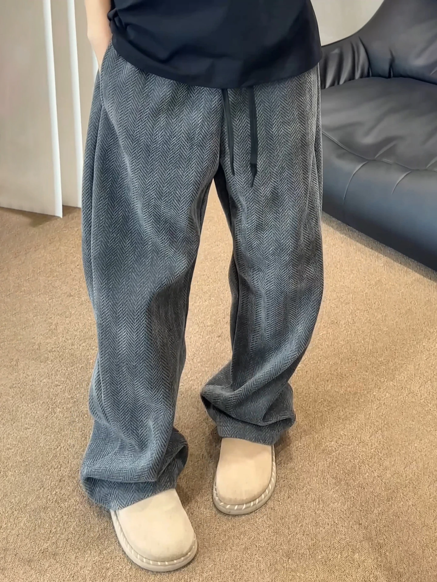 

Мужские повседневные брюки свободного кроя в американском стиле, широкие, прямые, с принтом зебры, для осеннего сезона