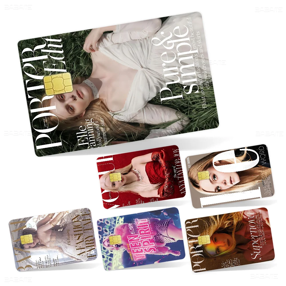 شعبية ستار قزم فتاة E-Elle F-Fanning أنيمي ملصق فيلم غطاء الجلد لبطاقة الائتمان بطاقة الخصم البنك الجبهة