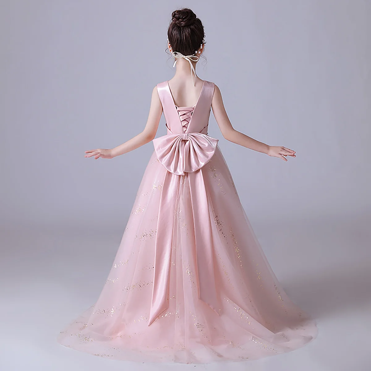 YZYmanualroom فستان زفاف للفتيات ذيل فستان وصيفة العروس الصغيرة فستان الحفلة فستان مهرجان الشاش/يمكن تخصيصها